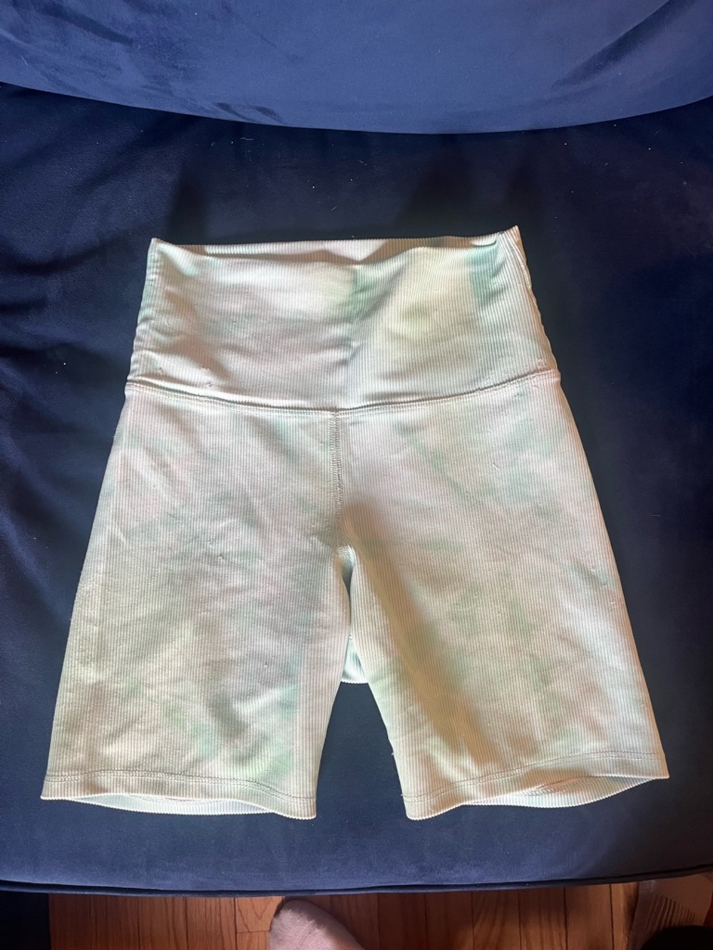 Beach Riot Ribbed High-Waist Bike Shorts in Light Sage